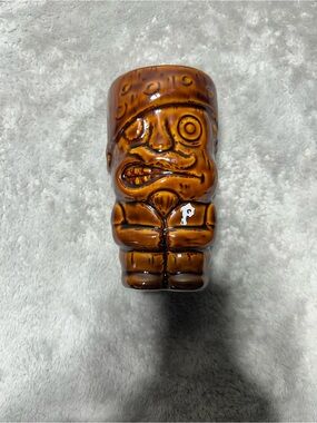 Levian Amber Brown Glazed Tiki Mug